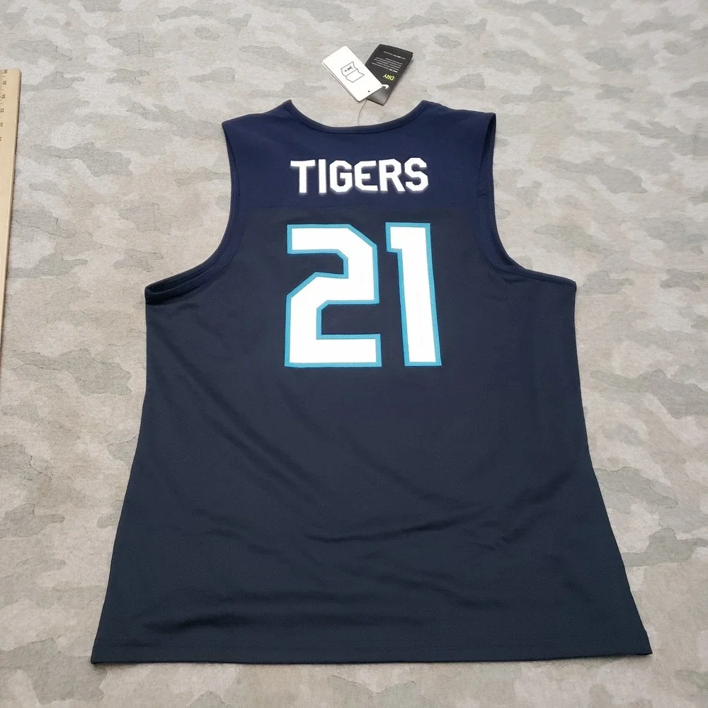Nike Tigers Vapor Jersey Shirt Mens Large Blue #21 Dri-Fit Sleeveless